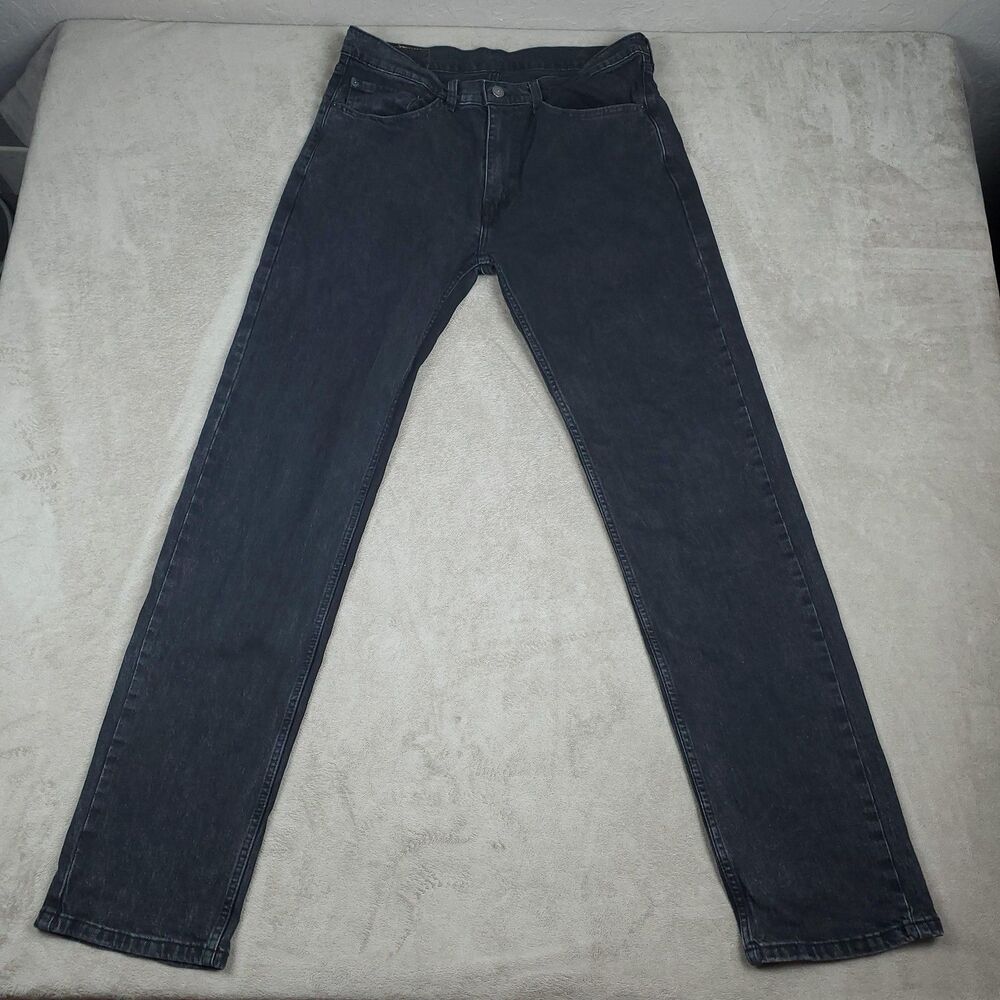 Levis 505 Jeans Mens 34x34 Gray Charcoal Wash Regular Straight Zip Fly Stretch